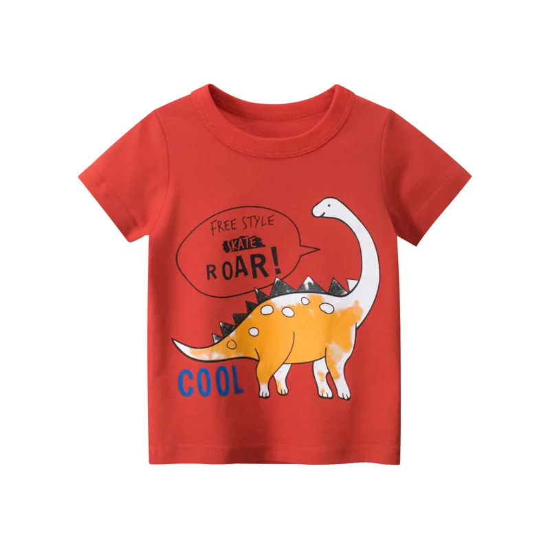 

2023 Summer T Shirt Cartoon Dinosaur Baby Kids Boys Girls Cotton Short Sleeves Children's Clothing Letters Print Tee Toddler 10Y