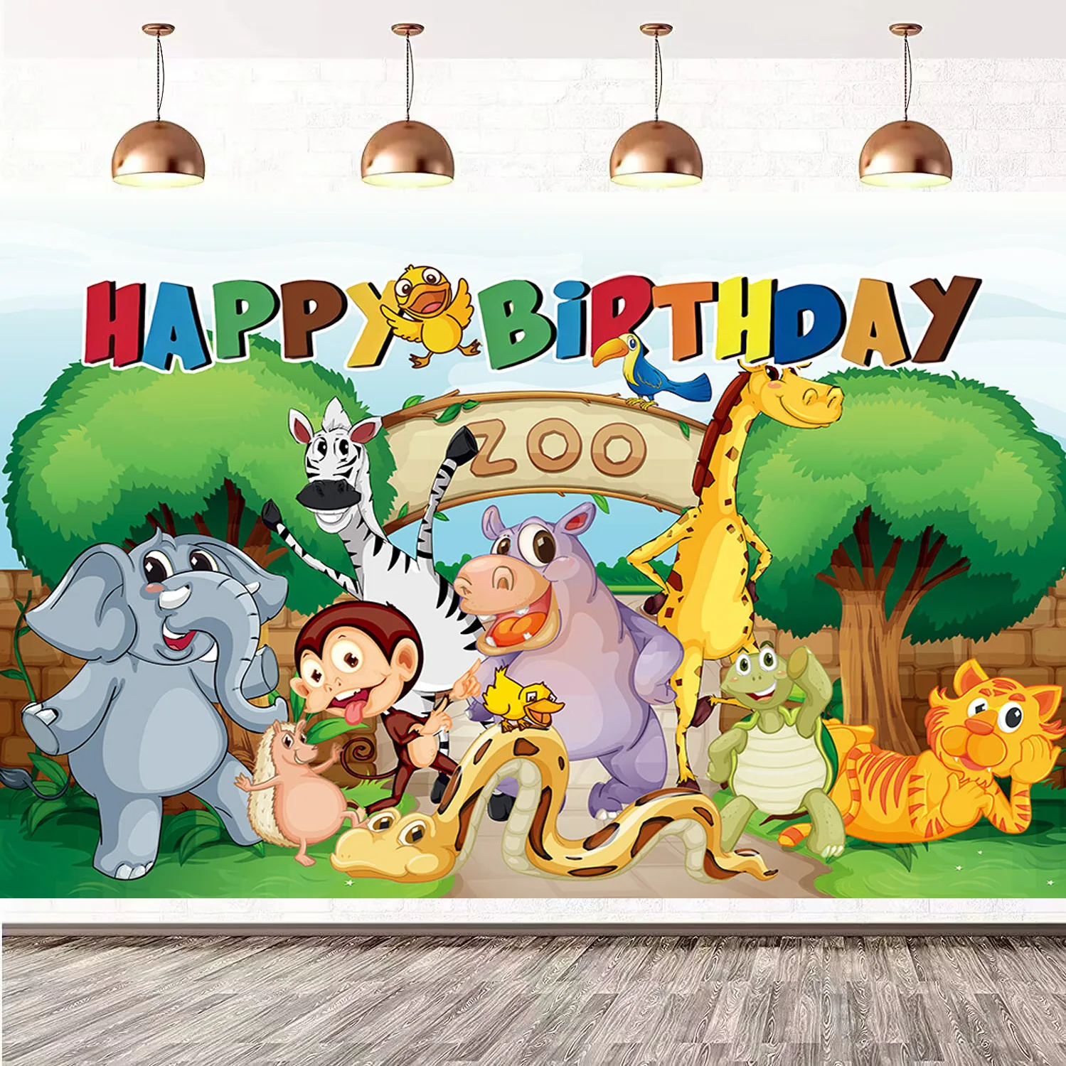 Фон для фотосъемки с изображением мультяшных животных земли первого дня