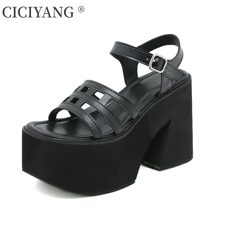 CICIYANG Gladiator Sandals Woman Summer 2023 New 11.5cm High Heels Sandals Chunky Platform Catwalk Shoes Ladies Sandals Handmade