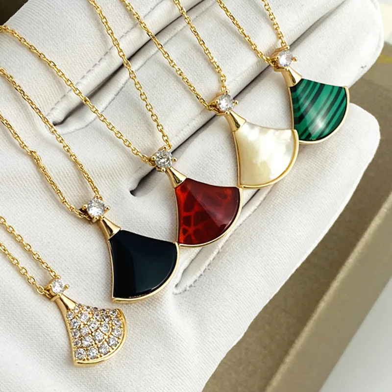 

Fashion Color Stone With Rhinestone CZ Pendant Necklace For Women Gift