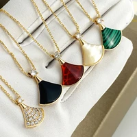 fashion color stone with rhinestone cz pendant necklace for women gift