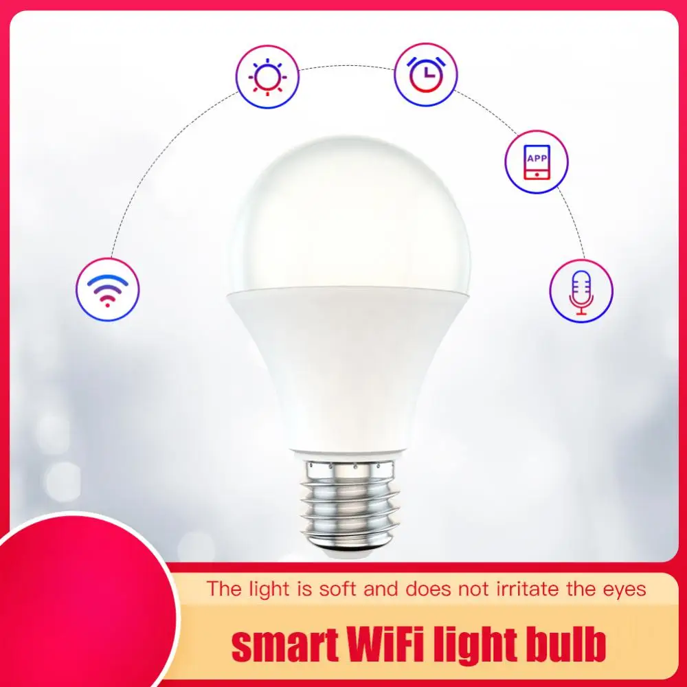 

Регулируемая умная лампа E27 E26 B22, 9 Вт, WiFi, холодный и теплый свет