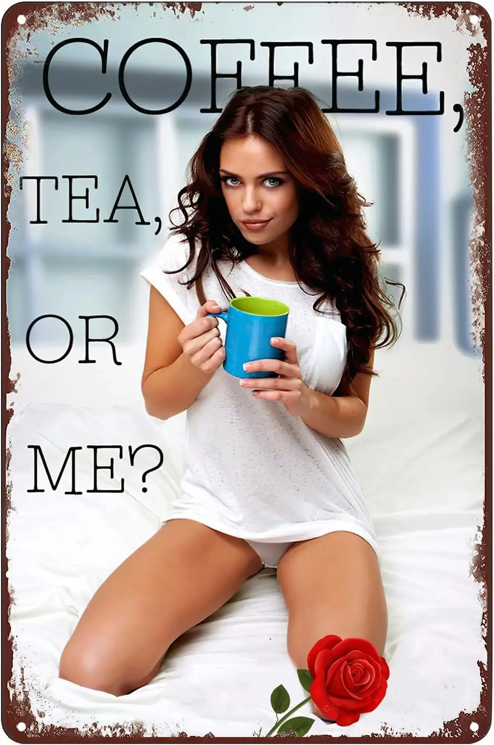 

Жестяная вывеска "Кофе, чай или я"