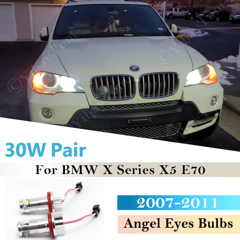 

Хорошее светильник ры для BMW X серии E70 X5, фары «ангельские глазки», лампа 2007, 2008, 2009, 2010, 2011, 30 Вт, пара, ДХО, светодиодный льные светодиодные фар...