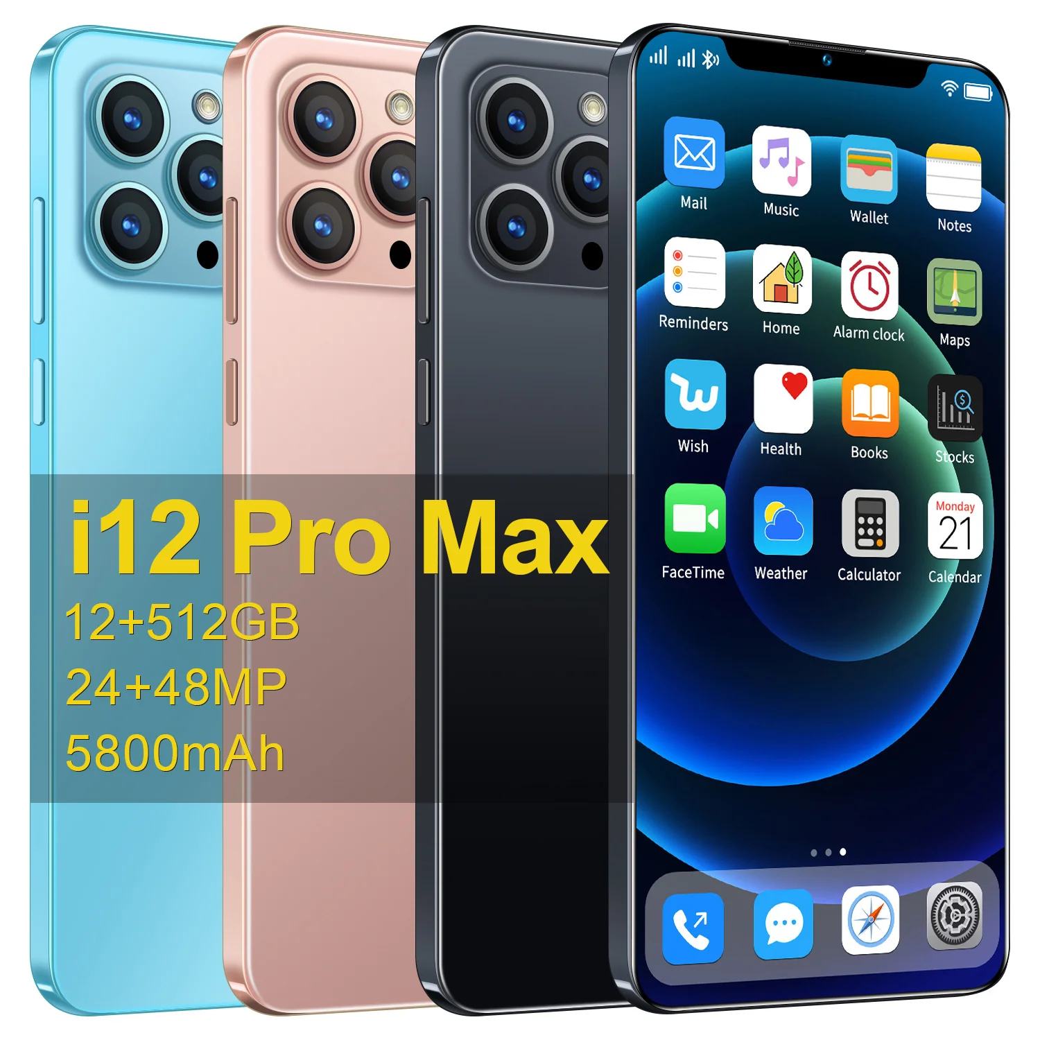 

Смартфон глобальная версия I12 Pro Max, 12 Гб, 512 ГБ, 6,7 дюйма, 5800 мач