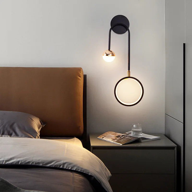 

Modern LED Luxury Wall Lamp with Circle Ball Retro Living Room Decor Wall Sconces Minimalist Bedroom Bedside Fixtures Lighting