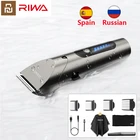 Машинка для стрижки волос Riwa Мужская электрическая, светодиодный заряжаемый триммер с LED экраном, моющийся