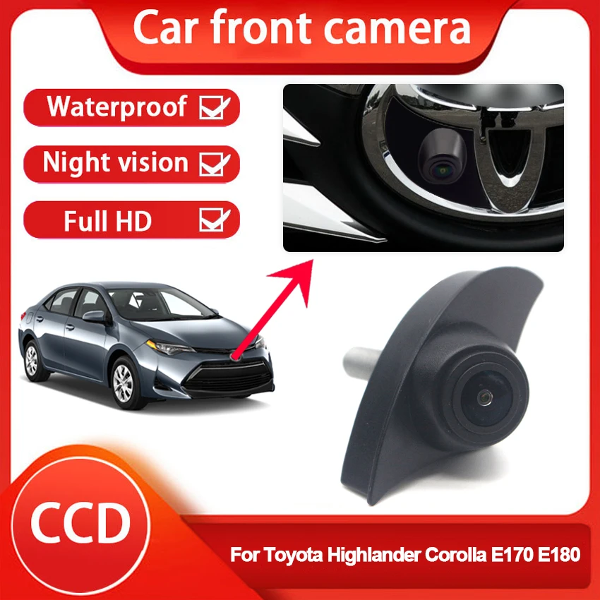 

HD-камера переднего вида для Toyota Highlander Corolla E170 E180 2012 ~ 2018 объектив «рыбий глаз» с ночным видением и логотипом, 170 °, AHD 1080P