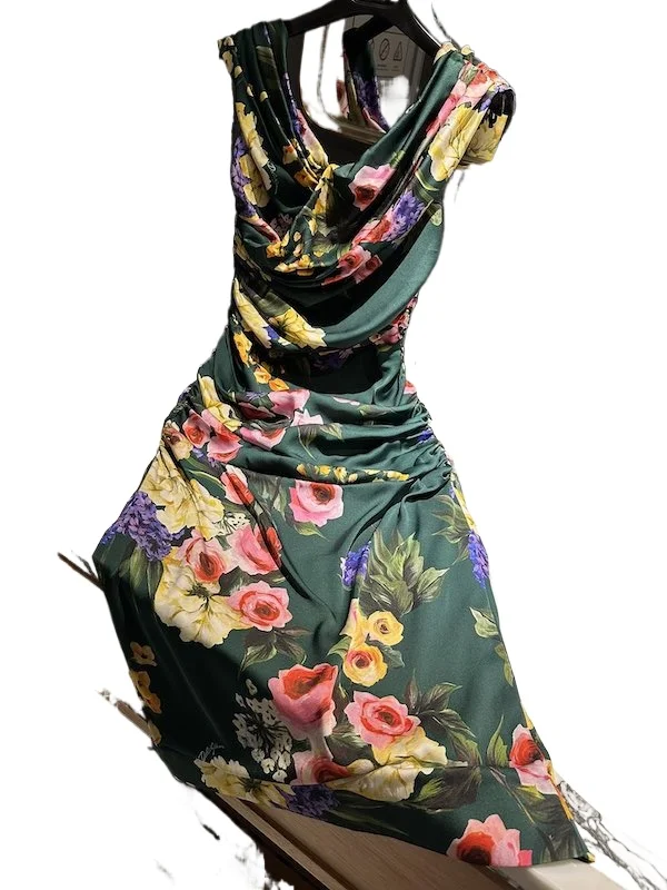 2024 модное женское платье без бретелек и Плиссированное Шелковое приталенное