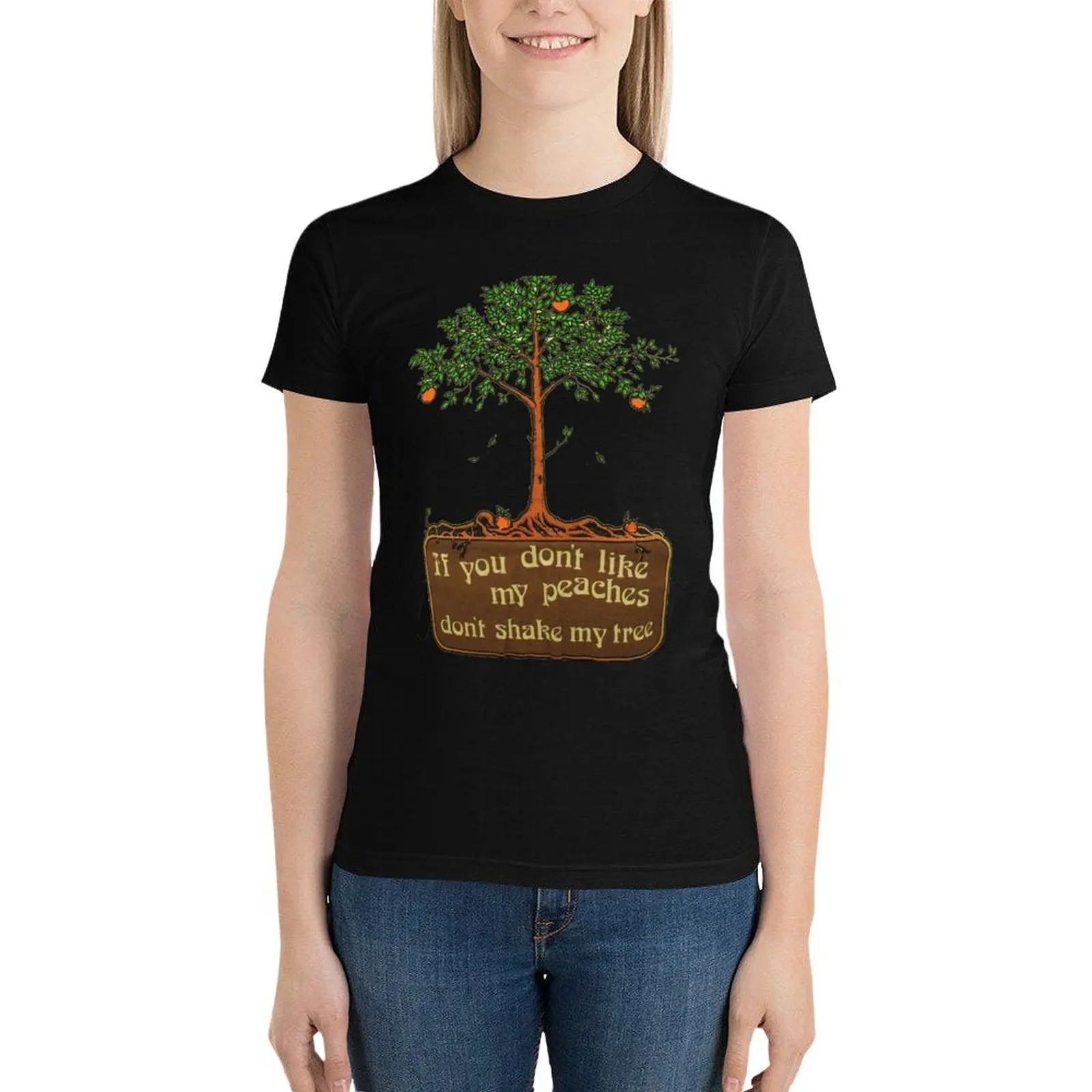 Женская летняя футболка с надписью don't shake my tree