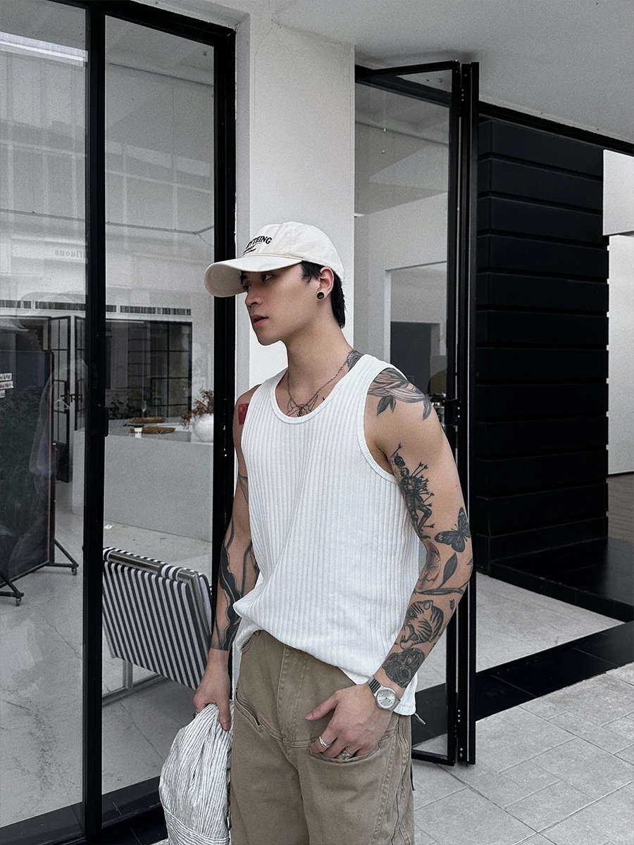 ACB Love to Wear Жилет с большим вырезом в тонкую полоску Мужская летняя футболка без