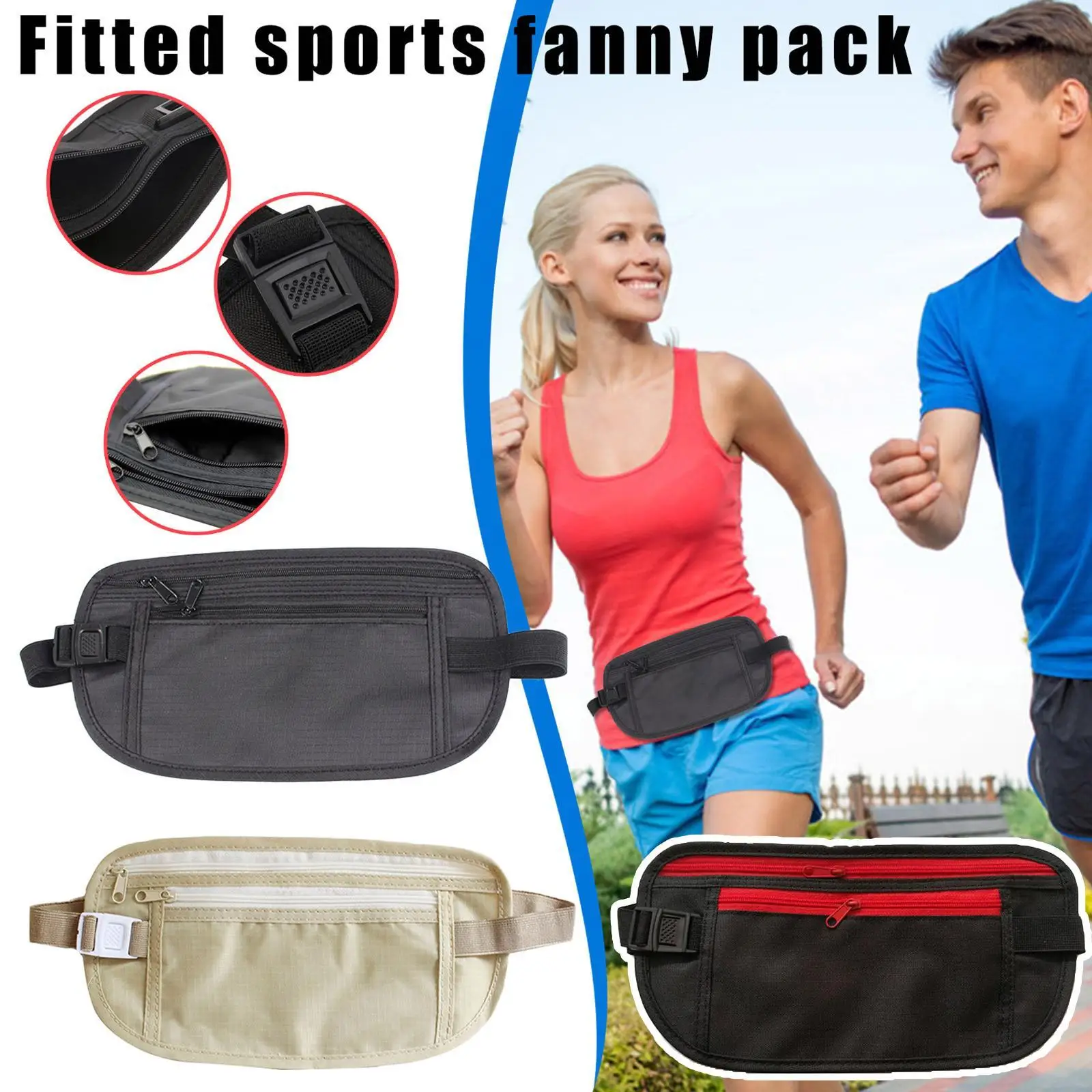 

Portable Invisible Wallet Waist Bag Outdoor Sports Running Cycling Waist Belt Bag Pack Card Wallet Men Women Phone Fanny Purse