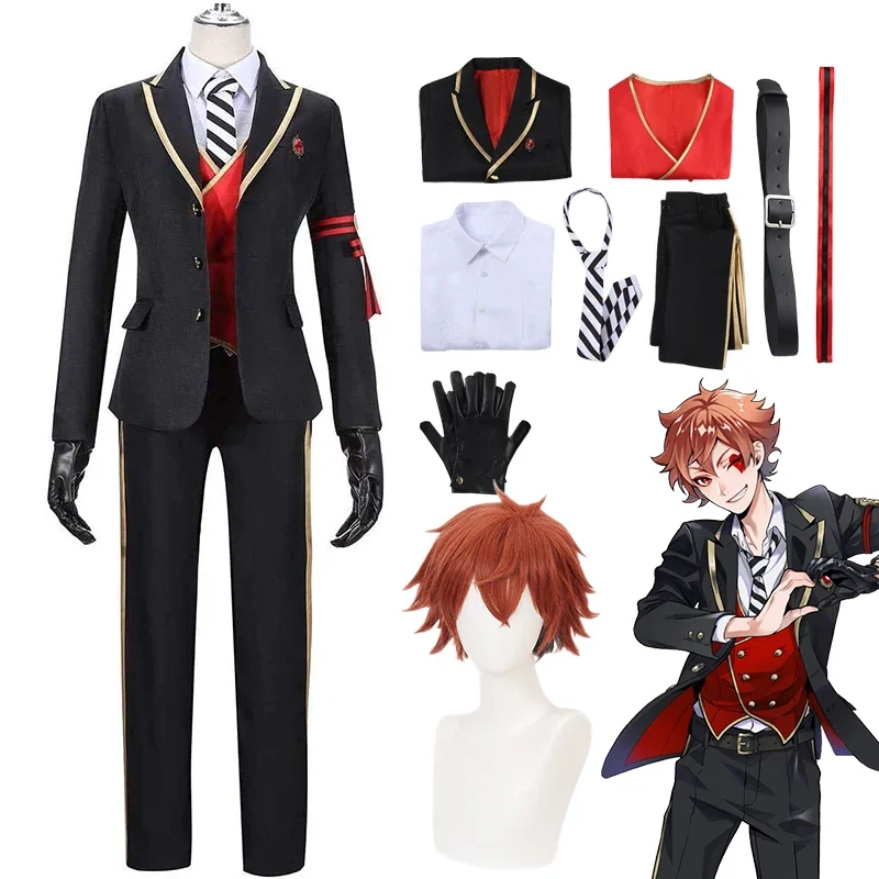

Disfraz de Ace Trappola, disfraz de Twisted-Wonderland Ace, Heartslabyul, uniforme, peluca, traje, ropa de Carnaval de Hallowee