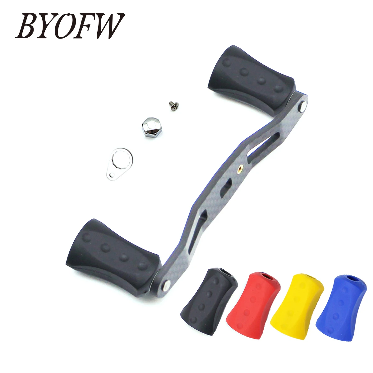 

BYOFW 95mm DIY Repair Carbon Fiber Reel Handle Rubber Knob Baitcasting Hole 8*5mm Fishing Reel Accessory For Abu Garcia Daiwa