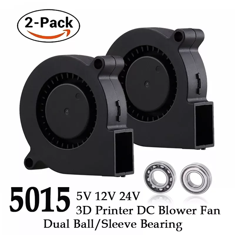 

2PCS Gdstime 5015 50mm DC 24V 12V 5V 2Pin Ball/Sleeve Bearing Brushless Cooling Turbine Blower Fan 50mm x 15mm Blower Cooler Fan
