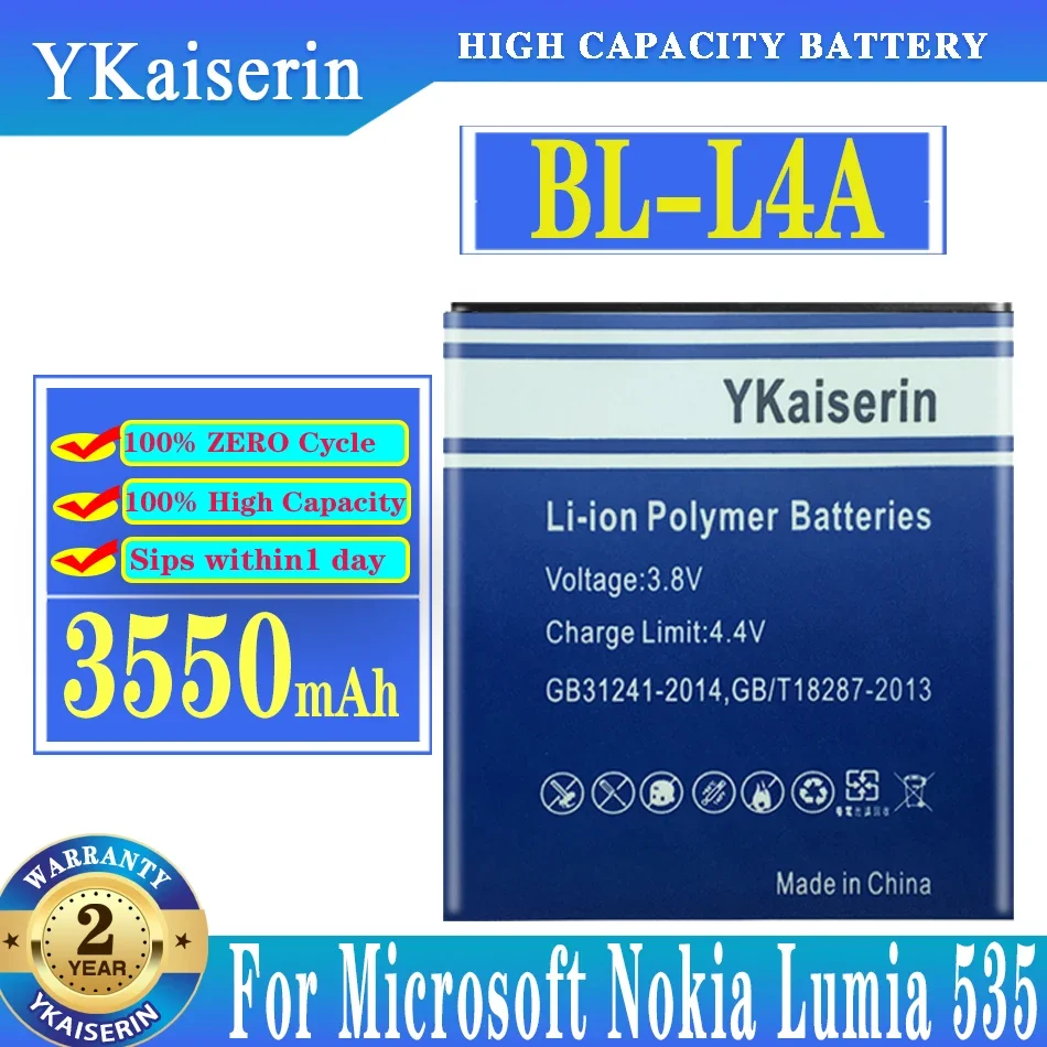 

YKaiserin BL-L4A BLL4A BL L4A 3550mAh Phone Battery For Microsoft Nokia Lumia 535 RM-1090 RM-1089 Dual 830 RM-984 Batteries