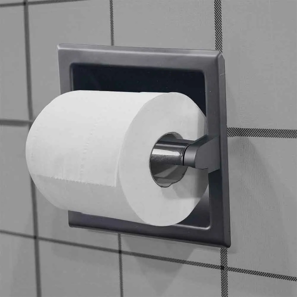 

Bathroom Accessory Stainless Steel Multifunction Rear Mounting Hotel Easy Install Wall Recessed Toilet Paper Holder Roll Tissue