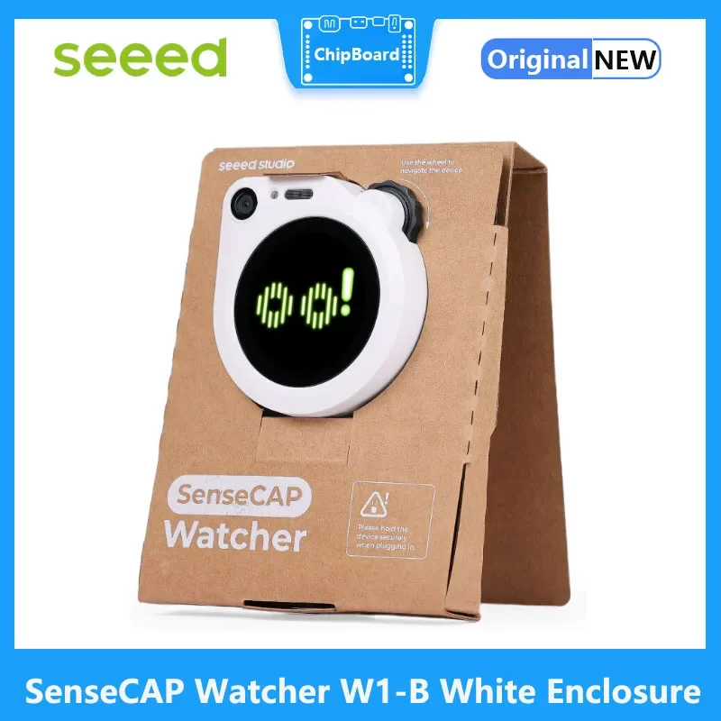 Белый корпус Seeed SenseCAP Watcher W1-B — физический агент с искусственным интеллектом для
