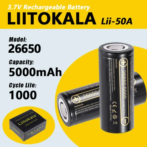 1-18 шт. LiitoKala lii-50A 26650 5000 мАч литиевая батарея 3,7 В 5000 мАч 26650-50A перезаряжаемая батарея подходит для фонарика