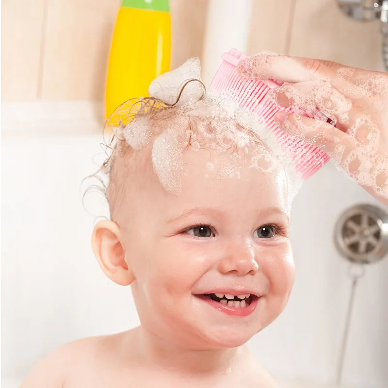 

Safety Baby Silicone Brush For Dew Shower Baby Silicone Bath Brush Non-slip Rubbing Tools Massage Brush Soft Shower Tool 1pc