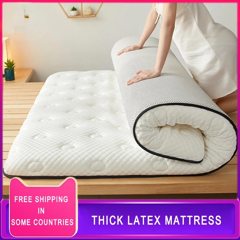 

6/10cm Thai Natural Latex Mattress Floor Mat 95d Filling Mattress Foldable Slow Rebound Tatami Cotton Cover Bedspreads Thickness