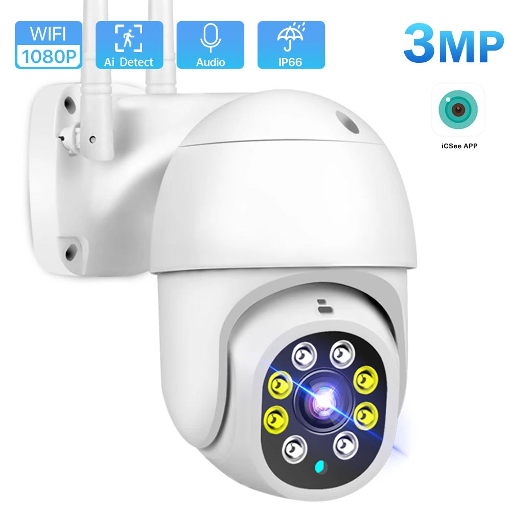 

WiFi Camera 1080P HD CCTV Outdoor IP Camera 3MP AI Auto Tracking iCSee CCTV Surveillance RJ45 Wired Mini Speed Dome Cameras