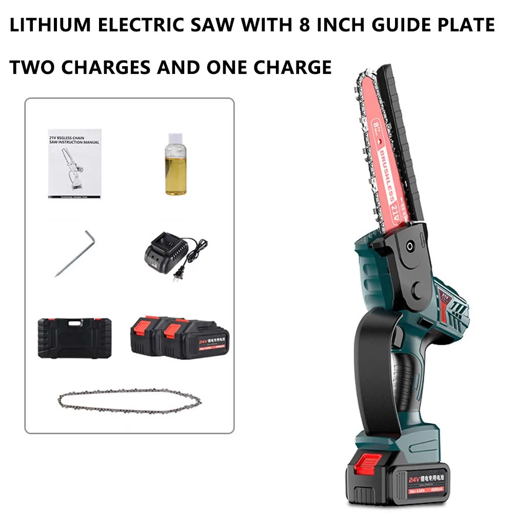 Rechargeable Chainsaw High-Power Lithium Battery Chainsaw Small Sawwood Handheld Chainsaw Cutting Tree Logging Saw