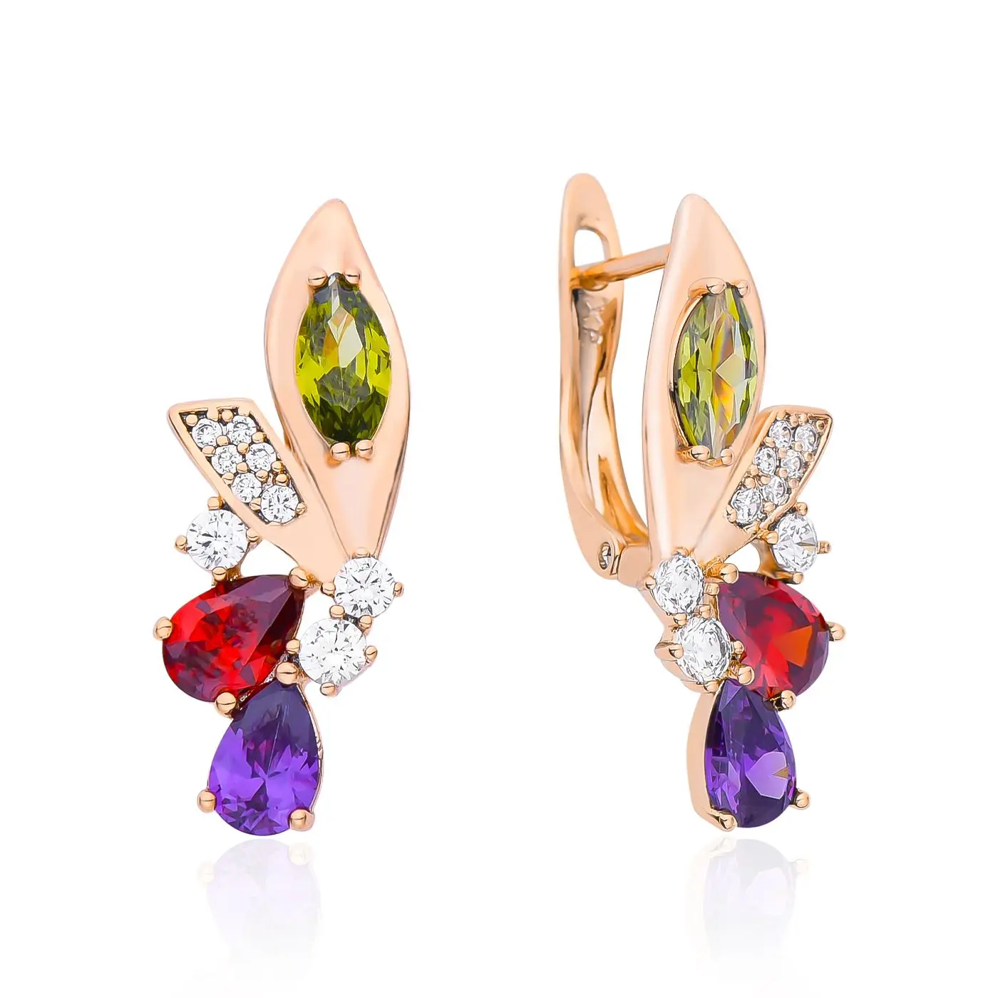 

Hanreshe Classic Colorful Natural Zircon Drop Earring Noble Luxurious Lady Engagement Jewelry 585 Rose Gold Color Earrings