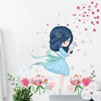 wall stickers girl and flower plants home room decoration bedroom bathroom adhesive wallpaper wall door house interior decor