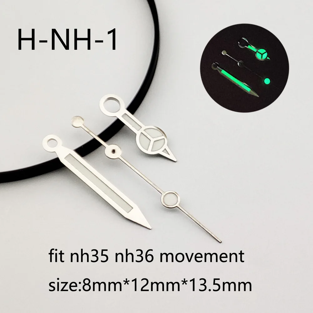 Green Luminous Watch Hands Pointer 3 Pins Repair Parts for NH35/NH36 Movement Modification Kits