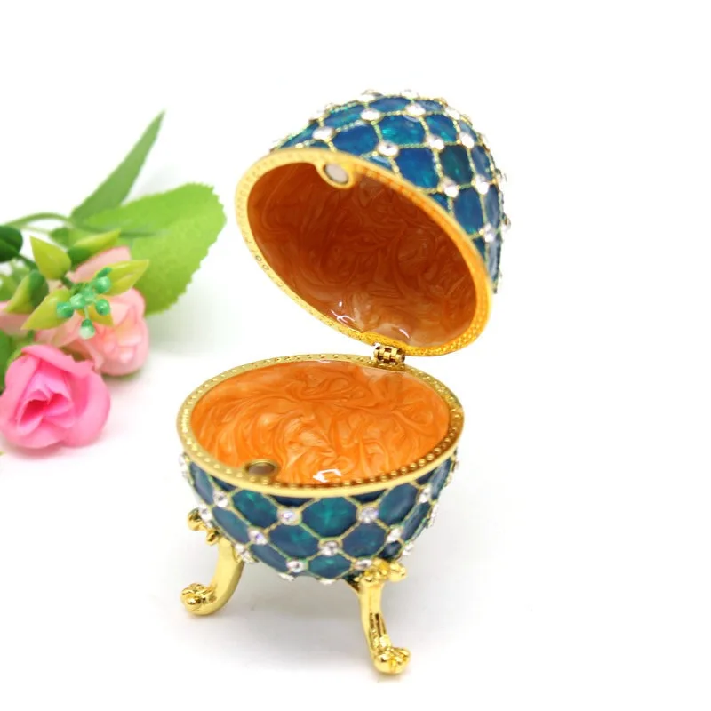Royal Blue  Russian Egg Trinket Box, Bleu Blue Inspired Russian Egg on sale