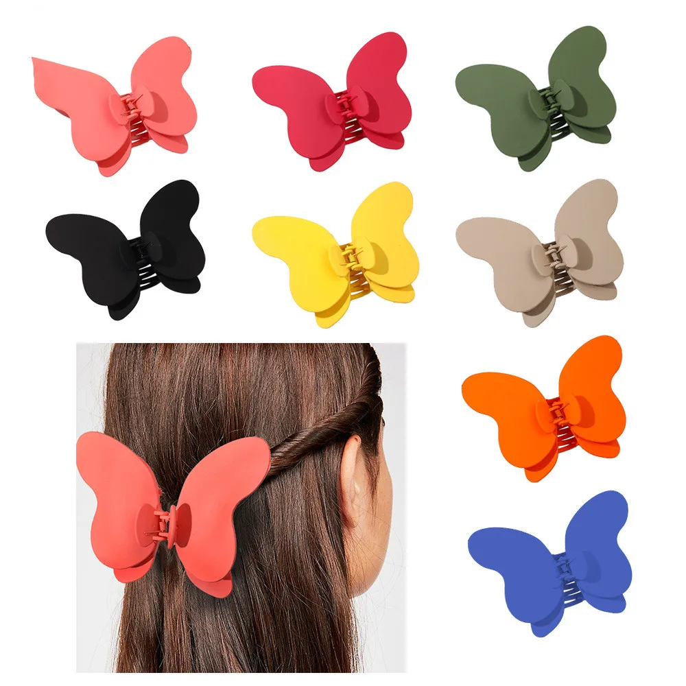 

Fashion Large Frosted Butterfly Shapes Acrylic Solid Color Hairpin Bath Pan Hair Claw for Women Girl Hair Accessories Headdress
