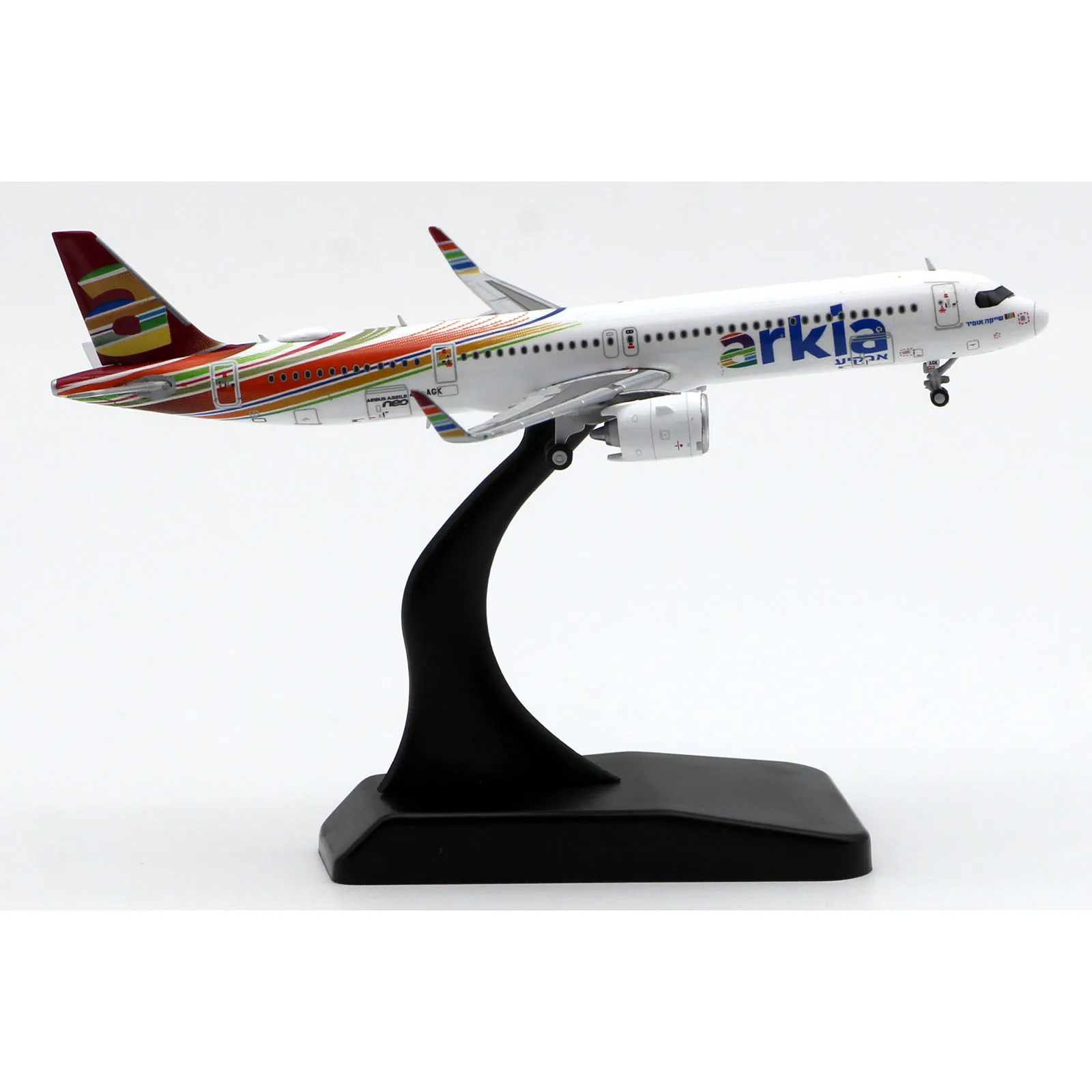 Фото Коллекционный самолетик из сплава XX4450, подарок, фотосессия 1:400 Arkia Airlines, аэробус A321neo, литый под давлением самолёт, модель 4X-AGK с подставкой №3