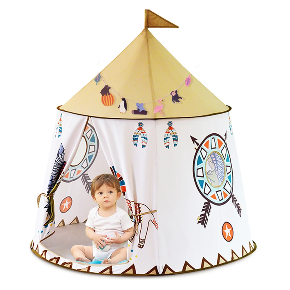 

Kid Teepee Tent House 123*116cm Portable Princess Castle Present for Kids Children Play Toy Tent Birthday Christmas Gift Toys