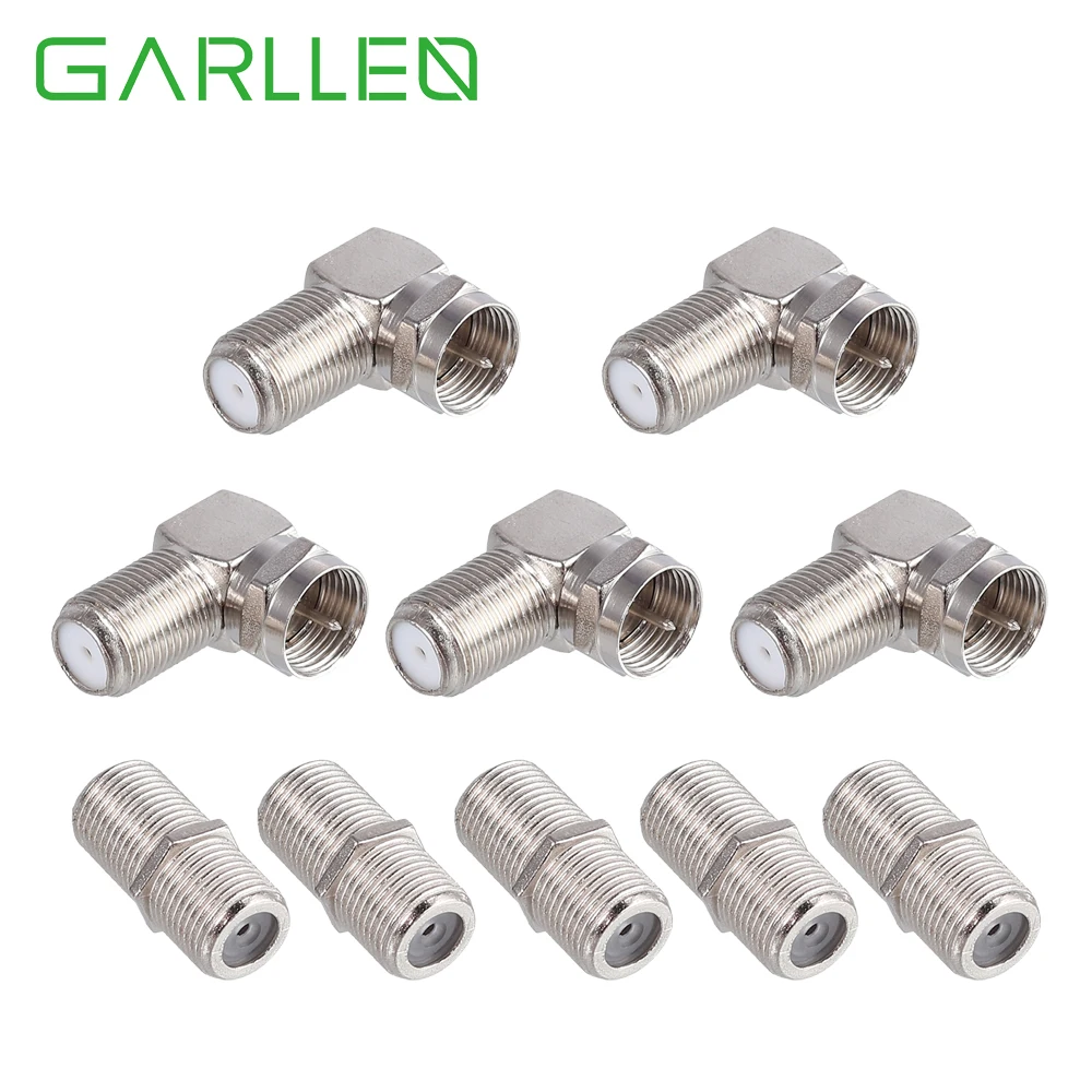

GARLLEN 10 шт. F-тип коаксиальный RG6 соединитель + прямоугольный F-тип коаксиальный RG6 адаптер штекер на прямоугольный гнездовой соединитель RG6 сое...