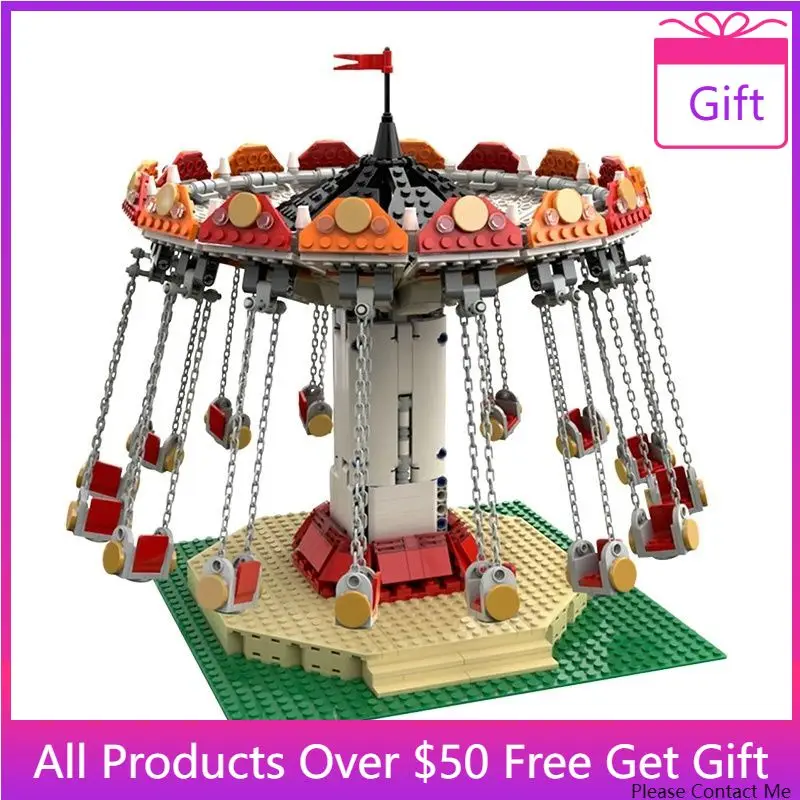 Bloques de parque de atracciones para niños y niñas, modelo de figuras de montaña rusa, juguete de Navidad, MOC 36035 10257