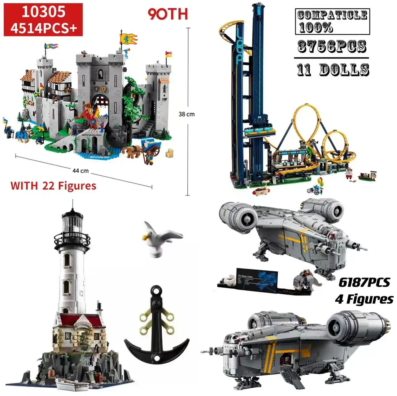 

2022 New Building Blocks Toy Loop Coaster 10305 Lion King Castle Lighthouse Razor Crest 10303 21335 75331 Model Bricks Toy