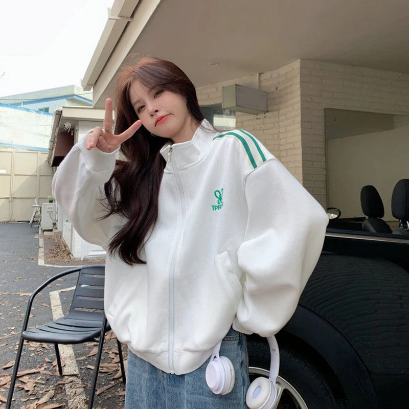 

American Retro Baseball Jackets Preppy Style Loose Embroidery Coat Casual Long Sleeve Bf Harajuku Streetwear Autumn Tops