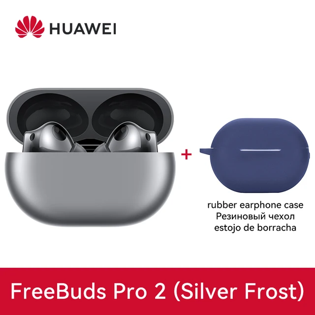 HUAWEI FreeBuds Pro 2 Silver Frost + dark blue rubber case HUAWEI FreeBuds Pro 2 Silver Frost + dark blue rubber case