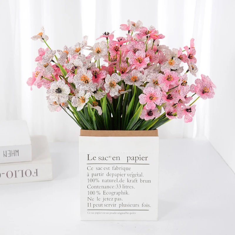 

5 Forks Artificial Violet Flower Lifelike Plastic Fake Plants Home Garden Porch UV Resistant Outdoor Wedding Pot DIY Decoration