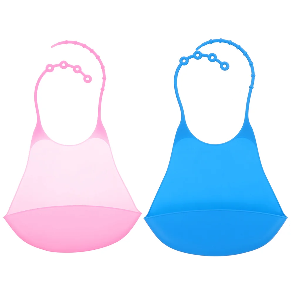 

2Pcs Waterproof Adult Eating Aprons Silicone Feeding Bib Adult Bibs (Assorted Color)