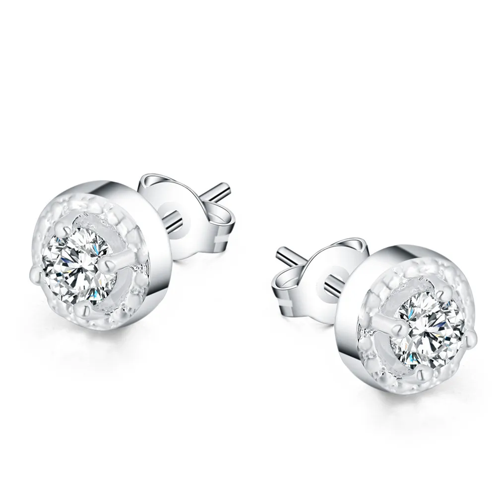 

Hot sale high quality 925 Sterling Silver personality Earrings Women party Jewelry crystal Ear studs fashion Christmas Gifts