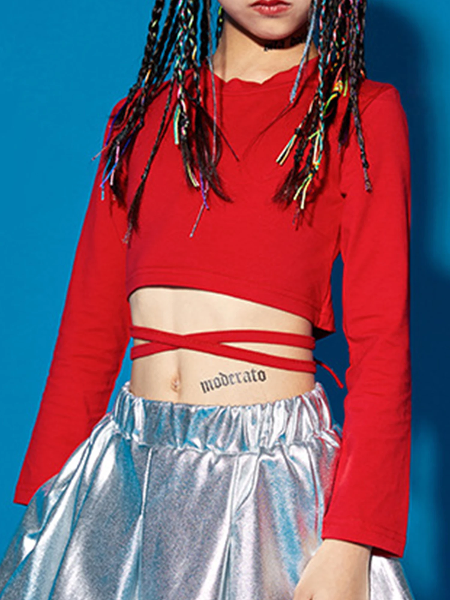 Детский хлопковый эластичный Джаз для девочек танцевальный Топ в стиле хип-хоп