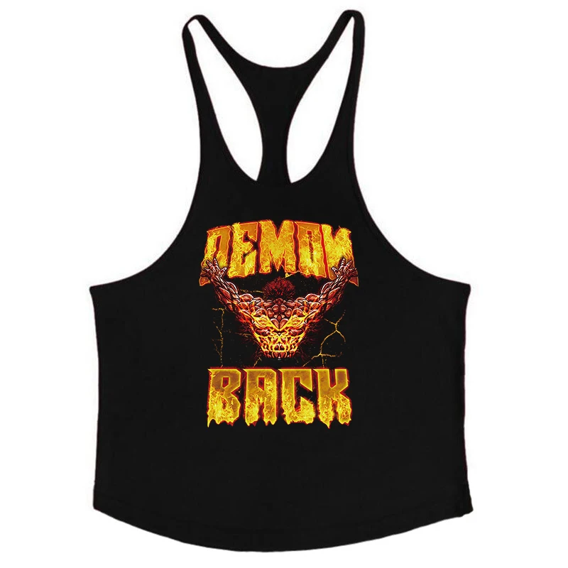 Anime Baki Hanma Print Stringer Tank Top for Men Y-Back Vest Muscle Training Undershirt Athletic Tops Gym Workout Bodybuilding