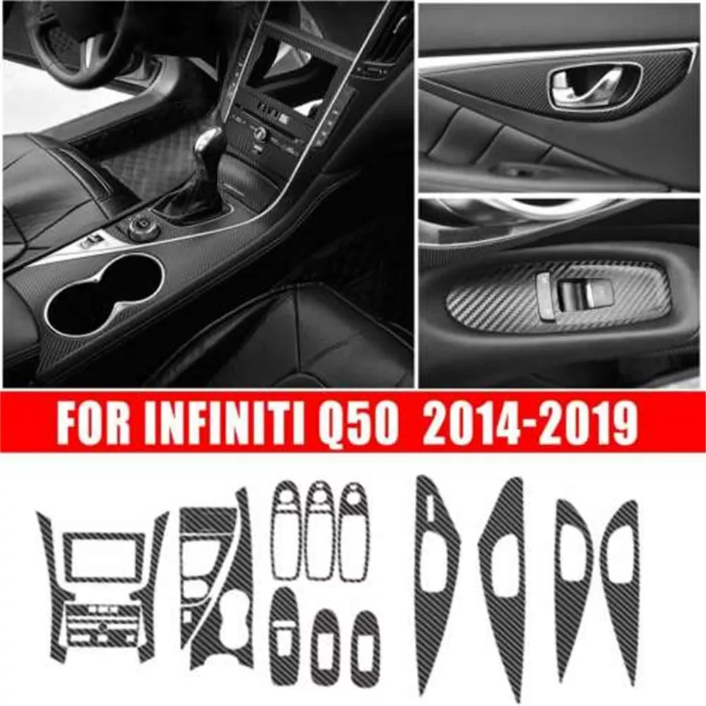 

NEW Car Sticker Fit For For Infiniti Q50 2014-2019 Carbon Fiber Trim Decorative Frame Decal Cover Sticker Car Styling Accessorie