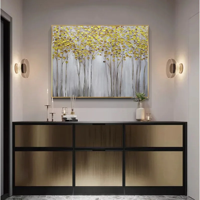 Масляная живопись ручной работы абстрактная 3D золотая маслом на дереве