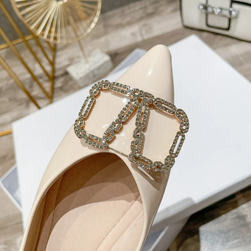 New Design Pointy Toe Big Size 43 Quality Rhinestone Women Party Ladies Heel Shoes