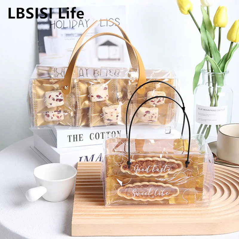 

Прозрачная коробка с ручкой-муссом LBSISI Life, 10 шт., швейцарский рулон, конфеты, нуга, печенье, день рождения, свадьба, конфеты