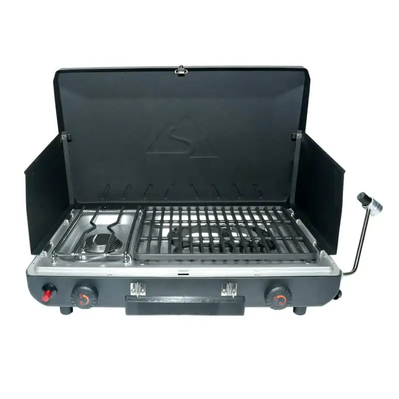 

2-in-1 Portable 2 Burner Grill Camp Stove Survival Titanium stove Alcohol stove Hood cylinder universal Titanium stove Tents out