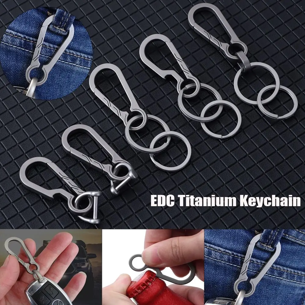 

5 Styles Titanium Alloy Keychain EDC Outdoor Tool Bottle Opener Buckles Keychains Pendant Key Holders Keyring